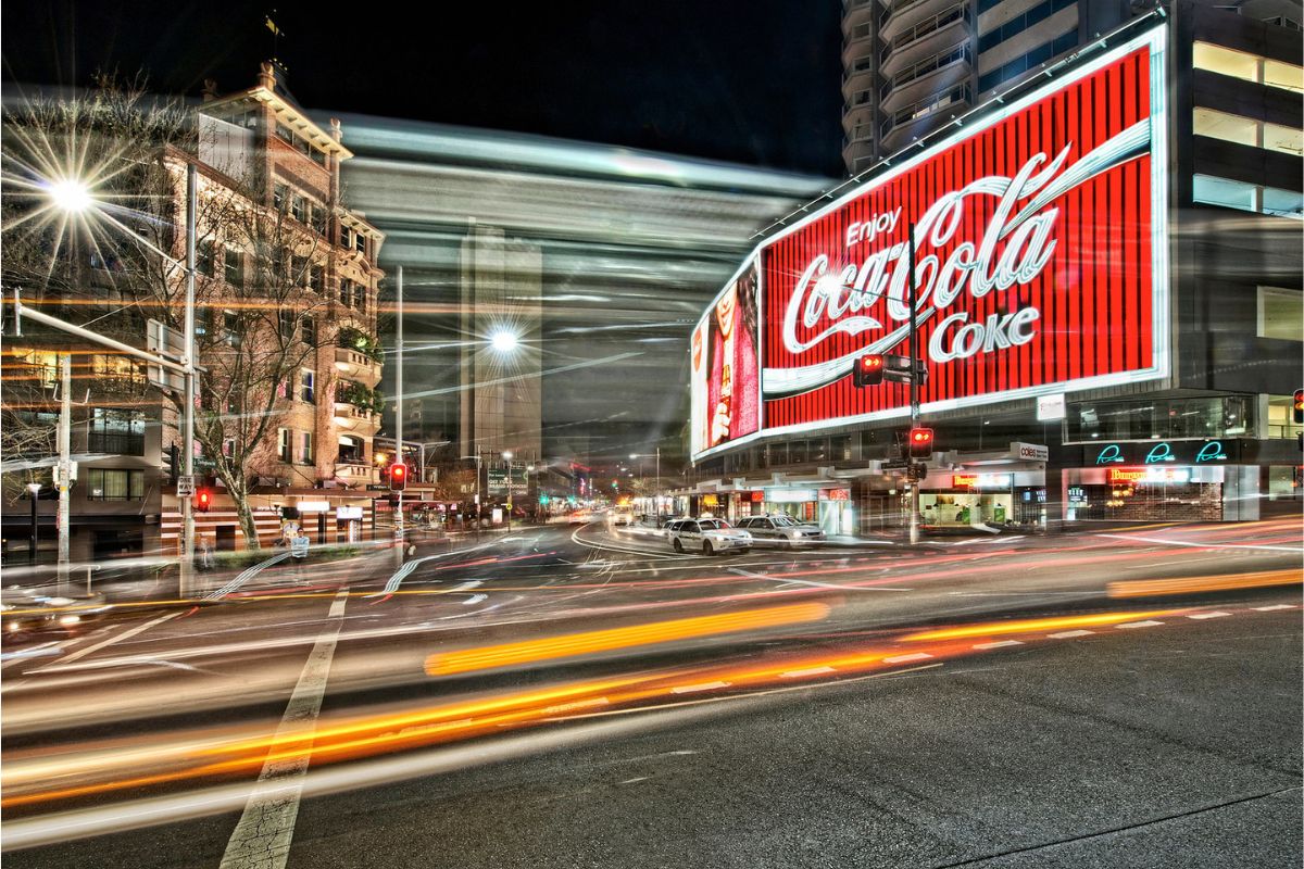 Sydney's Kings Cross and the Coca Cola Billboard at night