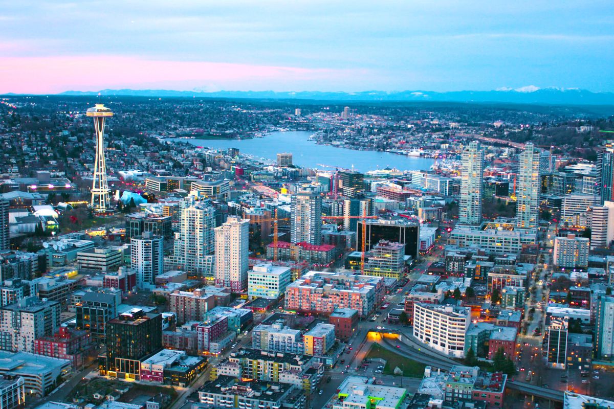 Seattle cityscape aerial view